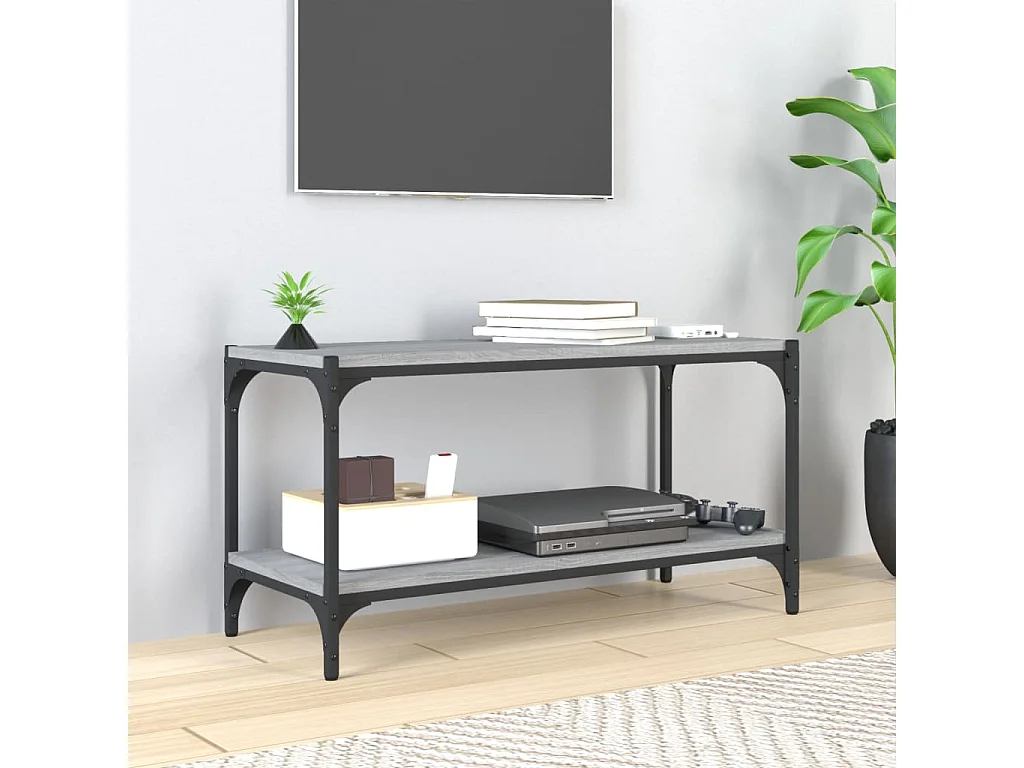 TV-Schrank,TV-Möbel Grau Sonoma 80x33x41 cm Holzwerkstoff und Stahl -gkd707676