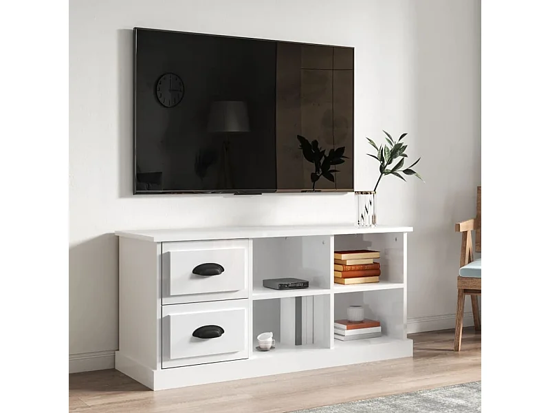 Móvel p/ TV 102x35,5x47,5 cm derivados madeira branco brilhante PT926870