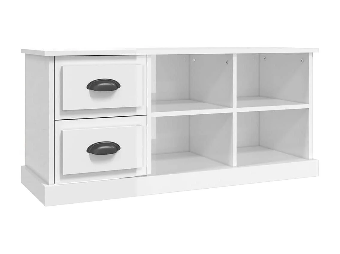 Meuble TV blanc brillant 102x35,5x47,5 cm bois d'ingénierie WET4359