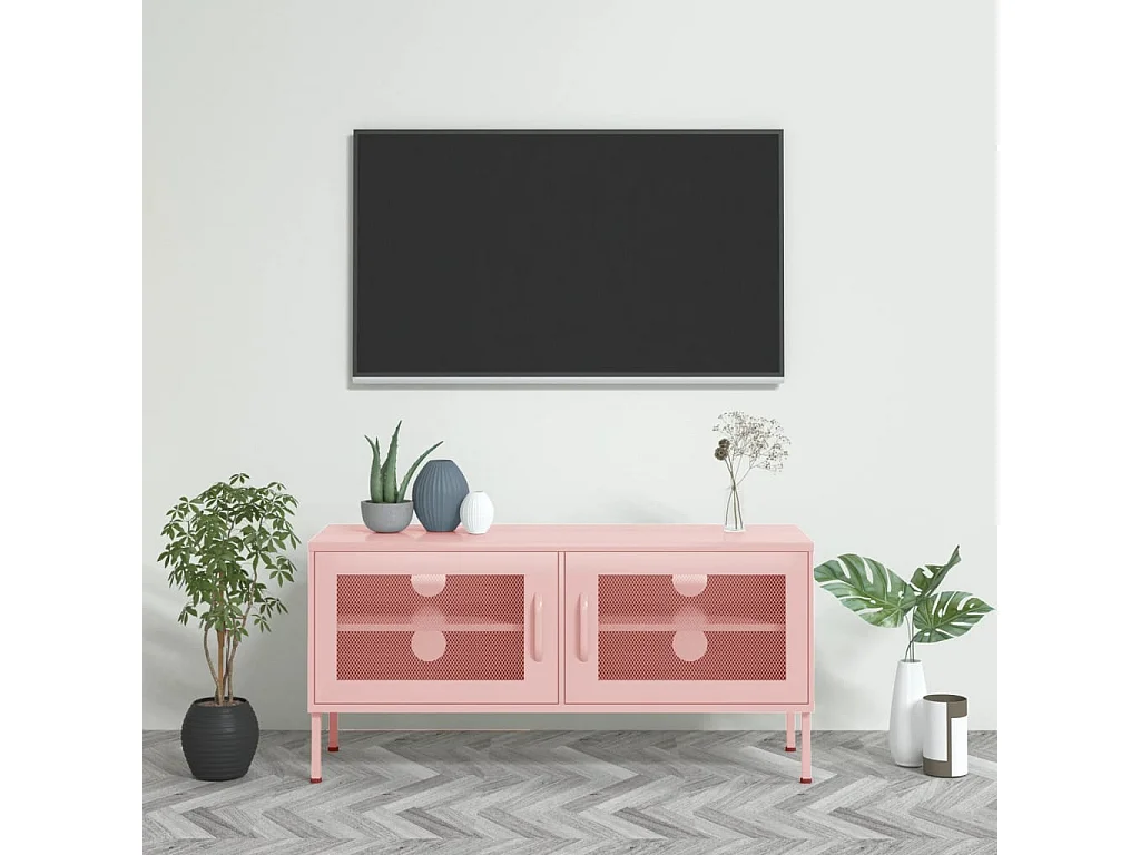Mueble TV de acero rosa 105x35x50 cm YOE57524