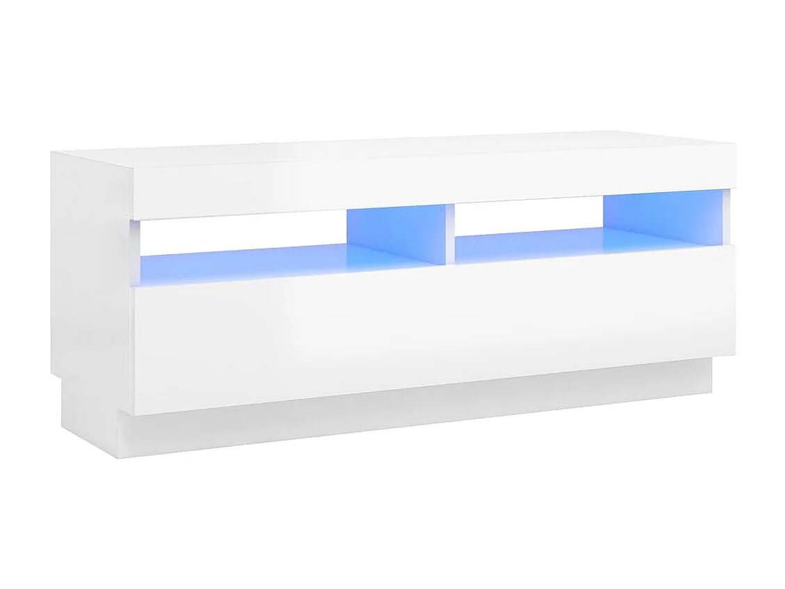 Meuble TV avec lumières LED blanc brillant 100x35x40 cm WET2800