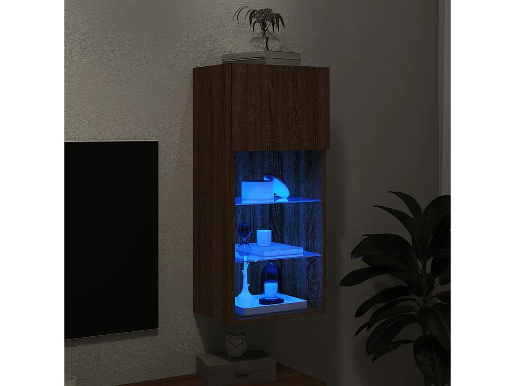 Meuble TV avec lumières LED chêne marron 40,5x30x90 cm WET1056