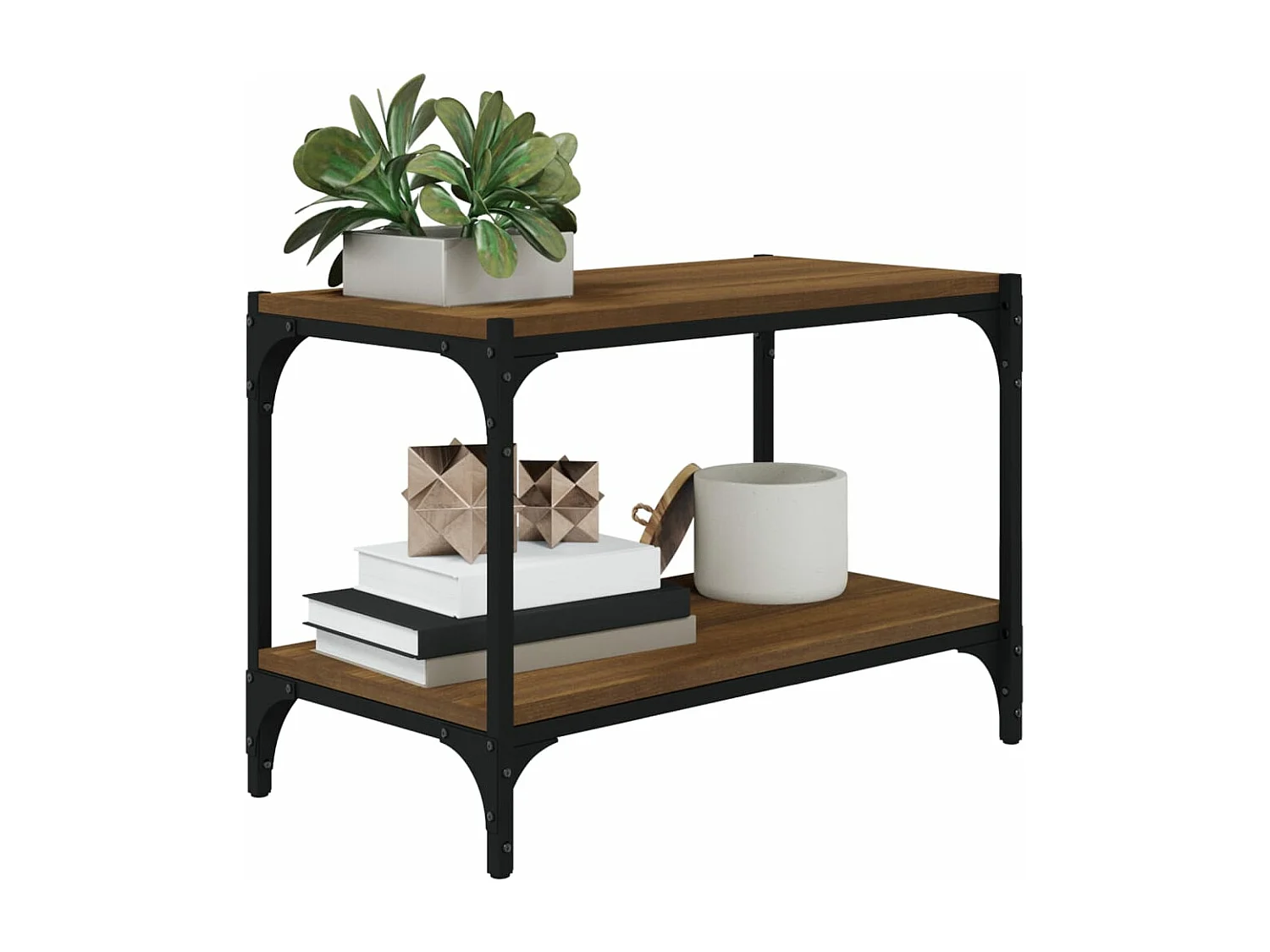 Meuble TV Chêne marron 60x33x41 cm Bois d'ingénierie et acier WET4126