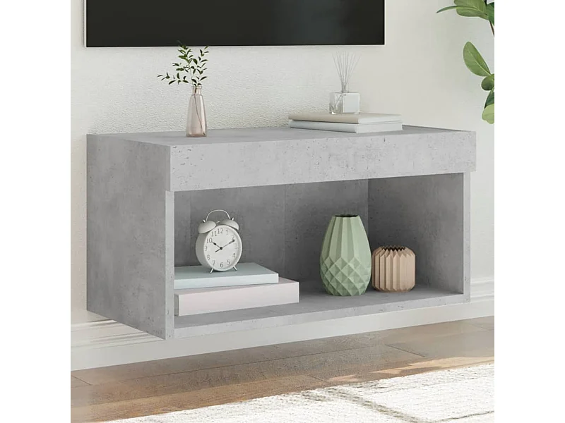 Móvel de TV com luzes LED 60x30x30 cm cinzento cimento PT582751