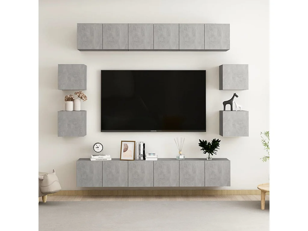 10-delige Tv-meubelset bewerkt hout betongrijs NL955636