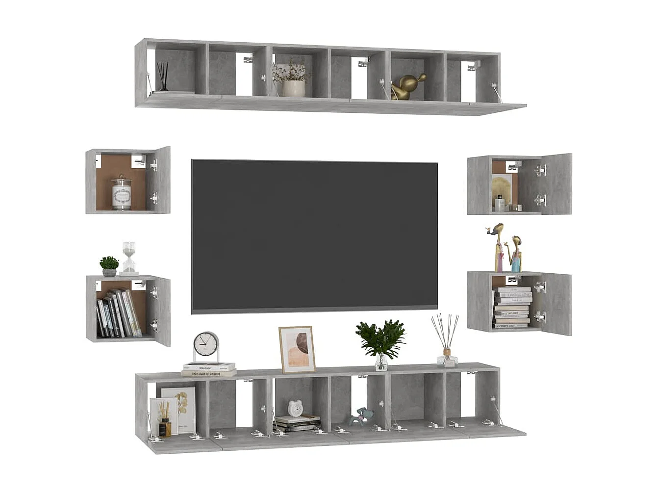 10-delige Tv-meubelset bewerkt hout betongrijs NL955636