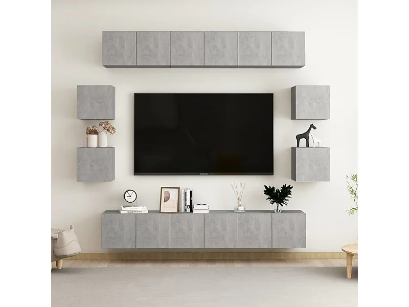 10-delige Tv-meubelset bewerkt hout betongrijs NL955636