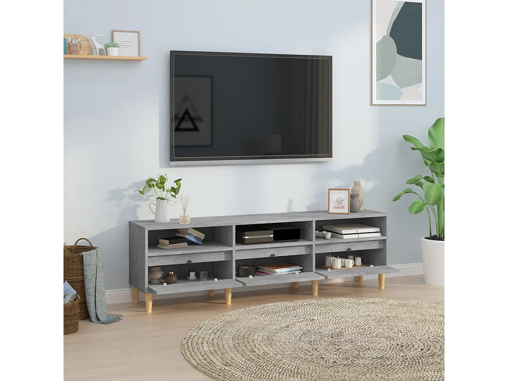 Meuble TV gris béton 150x30x44,5 cm bois d'ingénierie WET4309