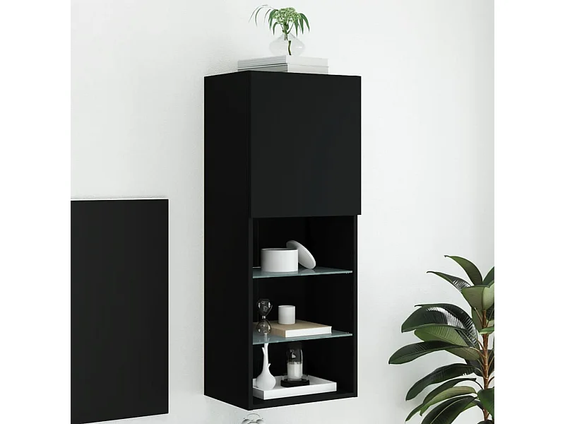 Mueble TV con luces LED negro 40,5x30x102 cm YOE35968