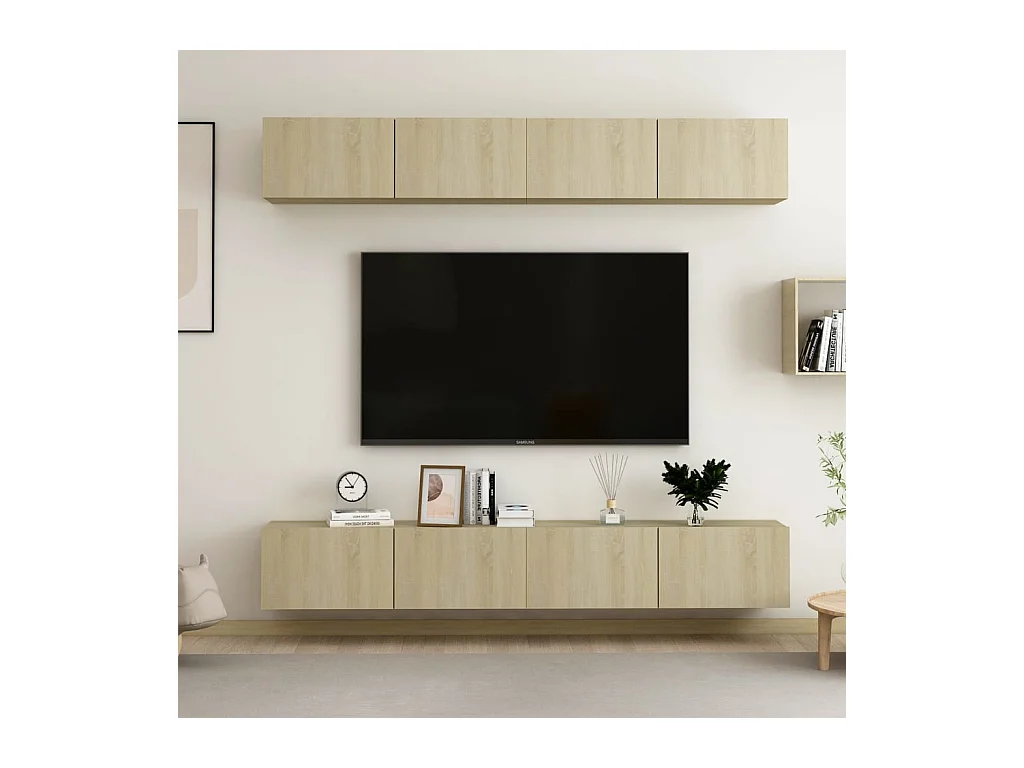 Tv-meubelen 4 st 100x30x30 cm bewerkt hout sonoma eikenkleurig NL34924