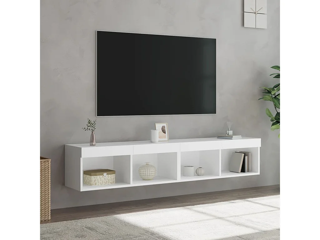 2 uds Muebles TV con luces LED blanco 80x30x30 cm YOE47861