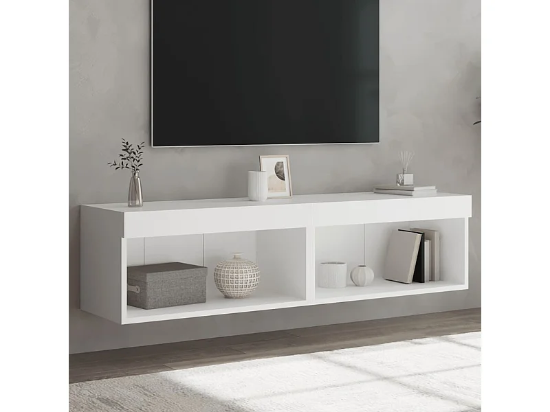 Meubles TV avec lumières LED 2 pcs blanc 60x30x30 cm WET1293
