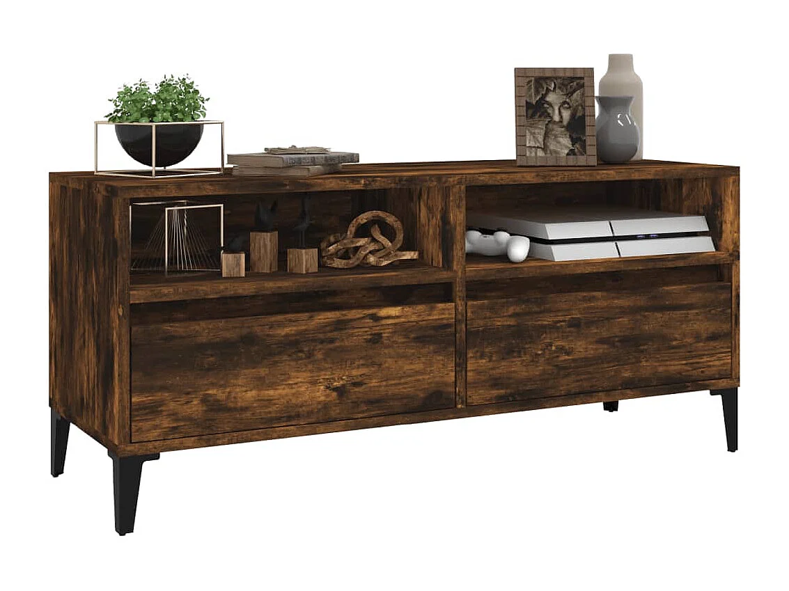 Meuble TV chêne fumé 100x34,5x44,5 cm bois d'ingénierie WET3128