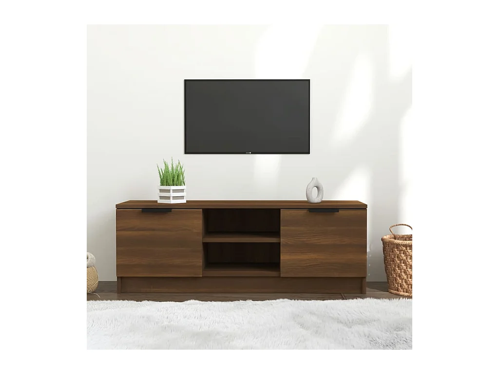 Tv-meubel 102x35x36,5 cm bewerkt hout bruin eikenkleur NL69527