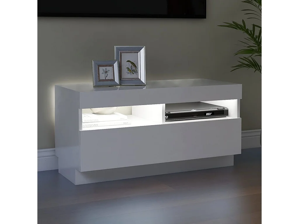 Tv-meubel met LED-verlichting 80x35x40 cm hoogglans wit NL940655