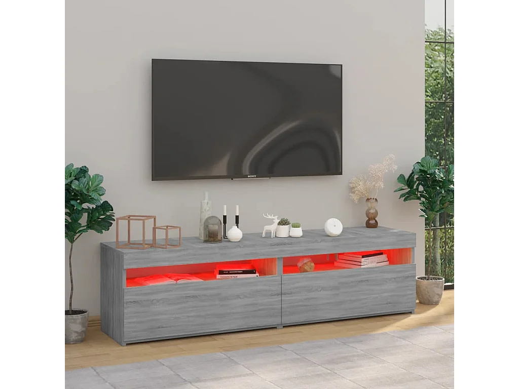 Meubles TV avec lumières LED 2 pcs Sonoma gris 75x35x40 cm WET7274