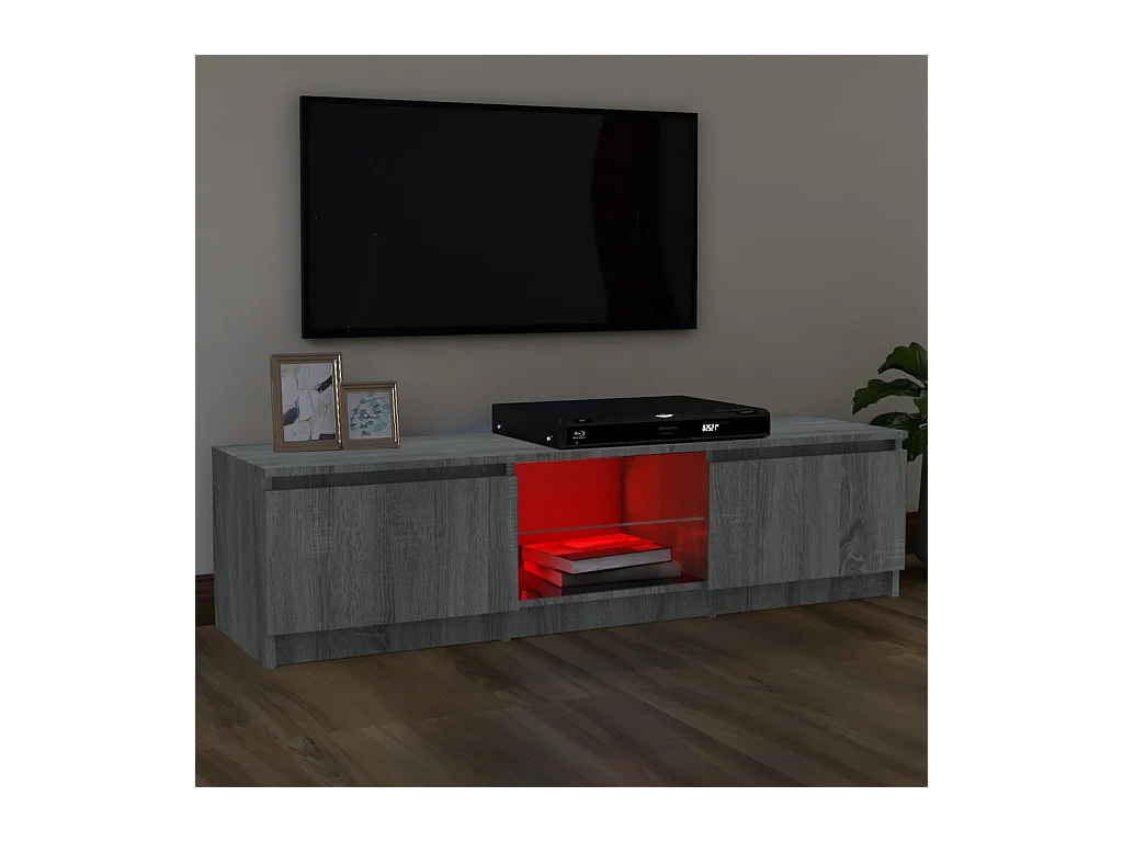 Mueble TV con luces LED gris Sonoma 120x30x35,5 cm YOE95586