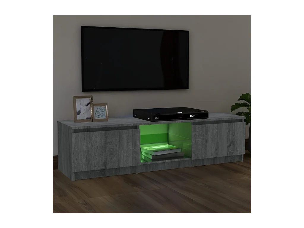 Mueble TV con luces LED gris Sonoma 120x30x35,5 cm YOE95586