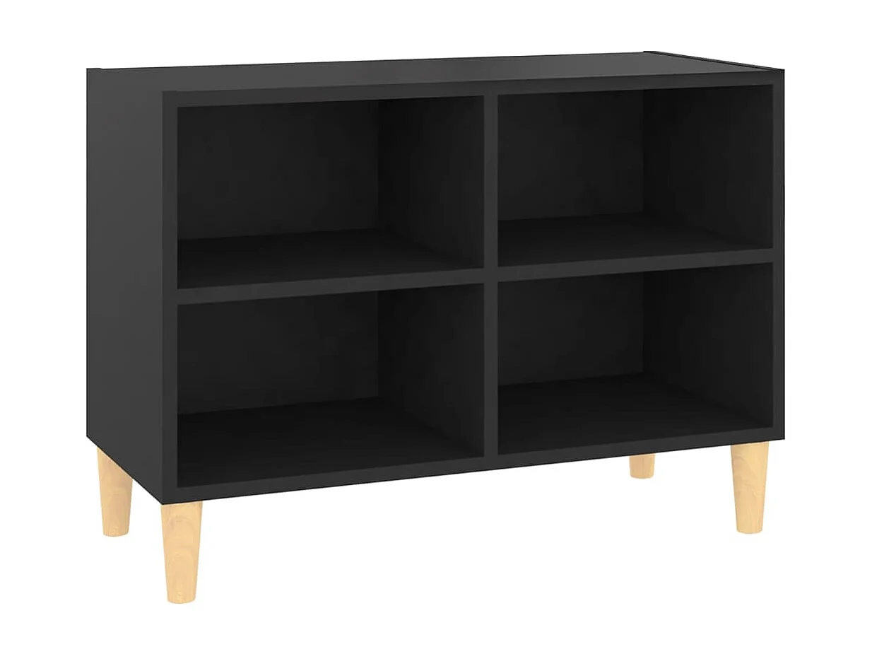 TV-Schrank,TV-Möbel mit Massivholz-Beinen Schwarz 69,5x30x50 cm -gkd978691