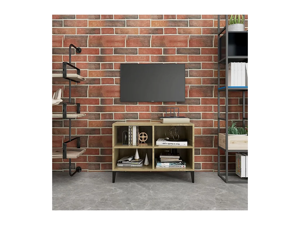 Meuble TV avec pieds en métal Chêne sonoma 69,5x30x50 cm WET5946