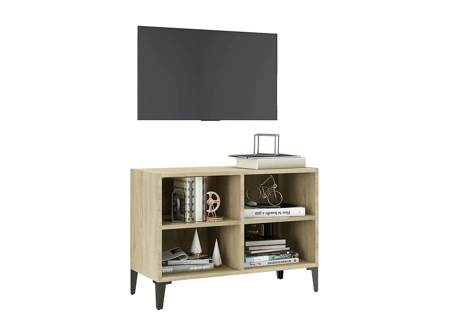 Meuble TV avec pieds en métal Chêne sonoma 69,5x30x50 cm WET5946