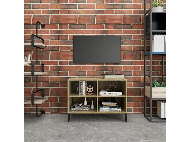 Mueble TV con patas metal color roble Sonoma 69,5x30x50 cm YOE10889