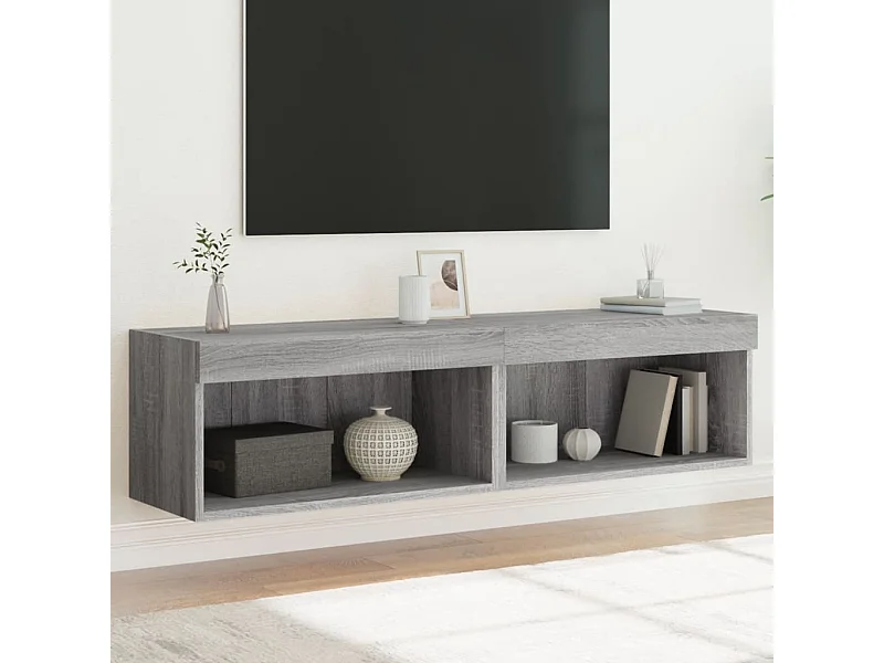 2 uds Muebles TV con luces LED gris Sonoma 60x30x30 cm YOE12059