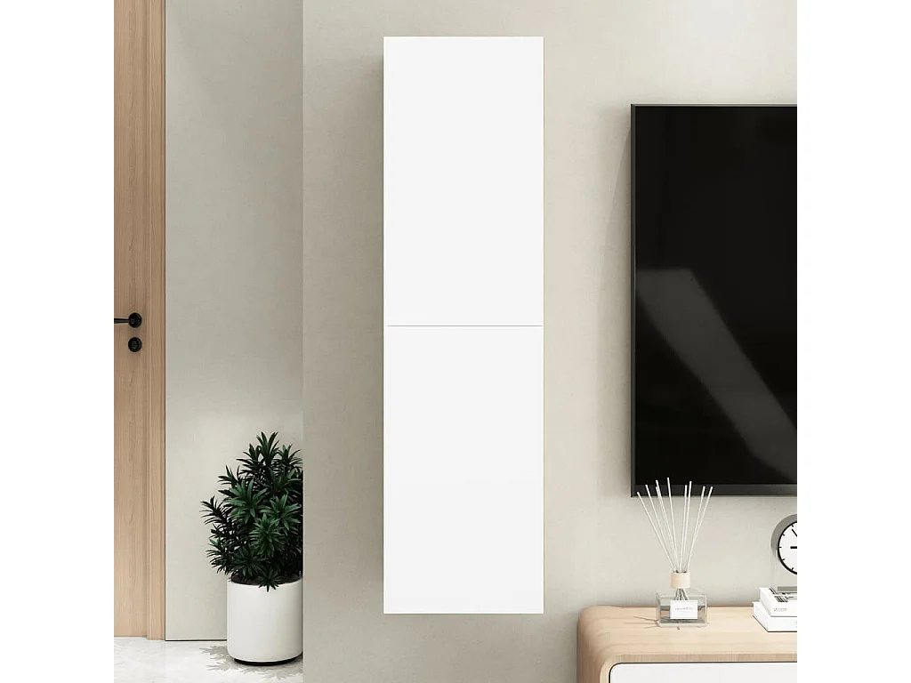 Meuble TV Blanc 30,5x30x110 cm Aggloméré WET2190