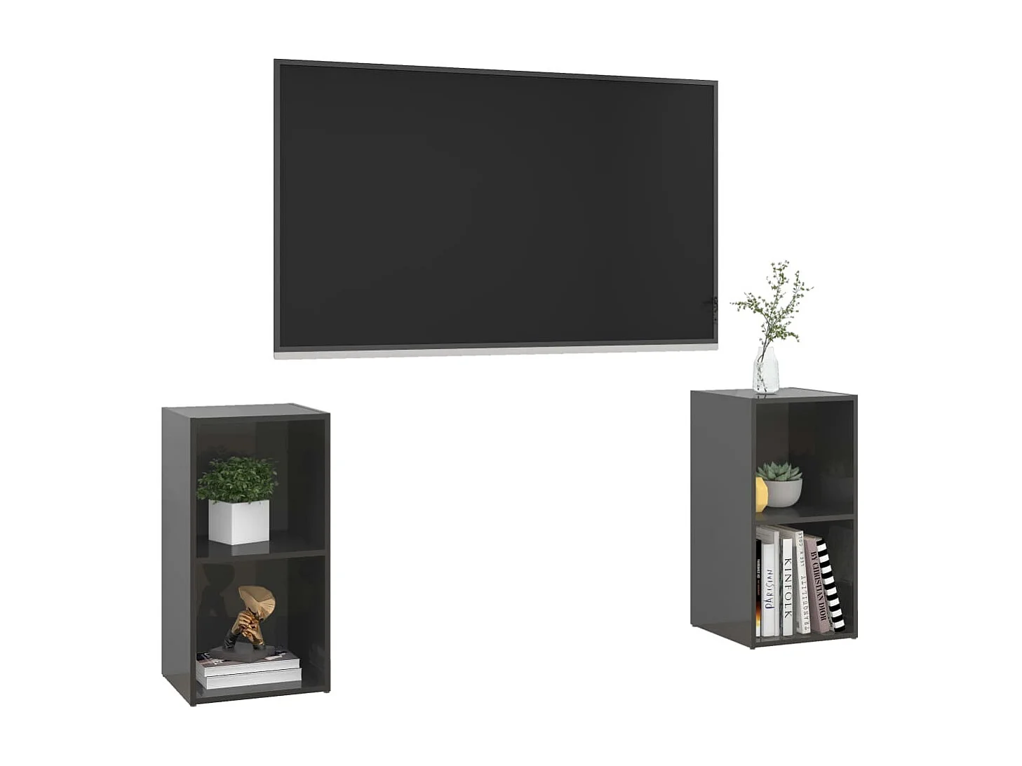 Meubles TV 2 pcs Gris brillant 72x35x36,5 cm Aggloméré WET2714