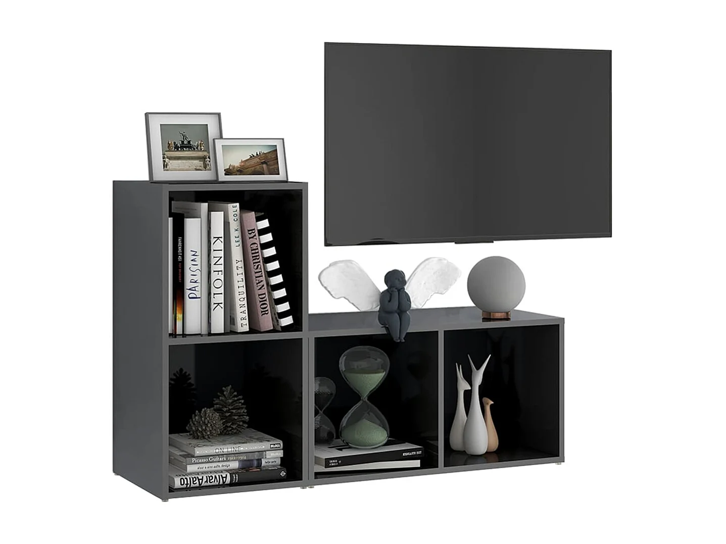 Meubles TV 2 pcs Gris brillant 72x35x36,5 cm Aggloméré WET8525