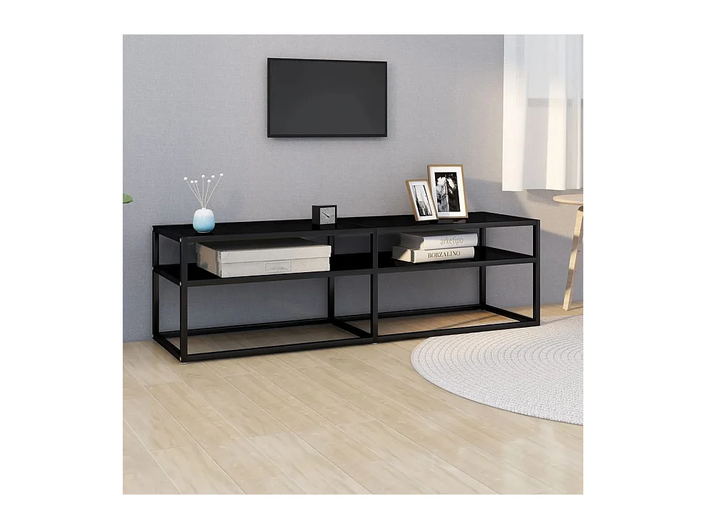 Tv-meubel 140x40x40,5 cm gehard glas zwart NL633794