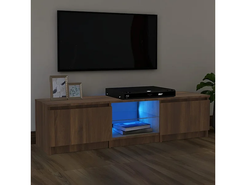 Móvel de TV com luzes LED 140x40x35,5 cm carvalho castanho PT342171