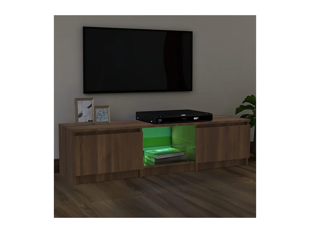 TV-Schrank,TV-Möbel mit LED-Leuchten Braun Eichen-Optik 140x40x35,5 cm -gkd997393