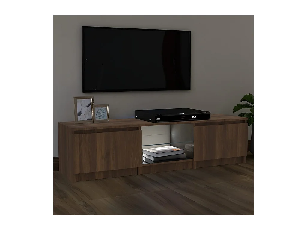 TV-Schrank,TV-Möbel mit LED-Leuchten Braun Eichen-Optik 140x40x35,5 cm -gkd997393