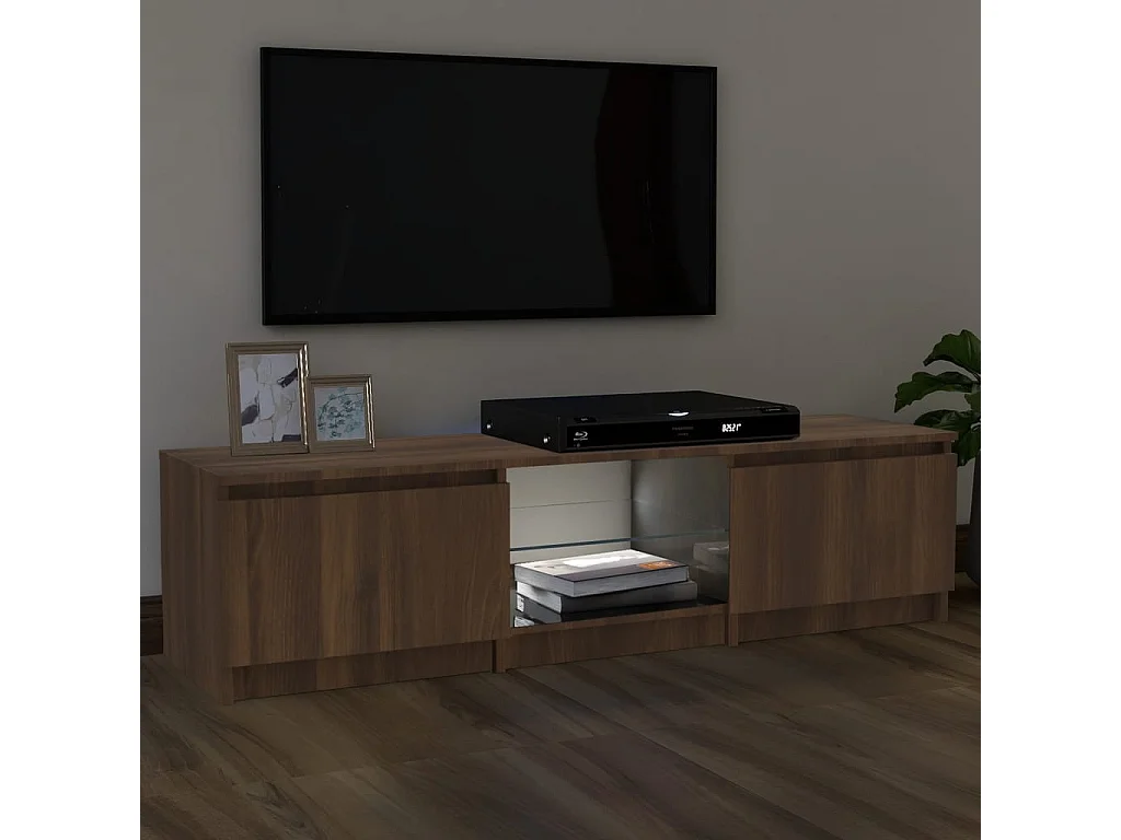 Meuble TV avec lumières LED Chêne marron 140x40x35,5 cm WET2879