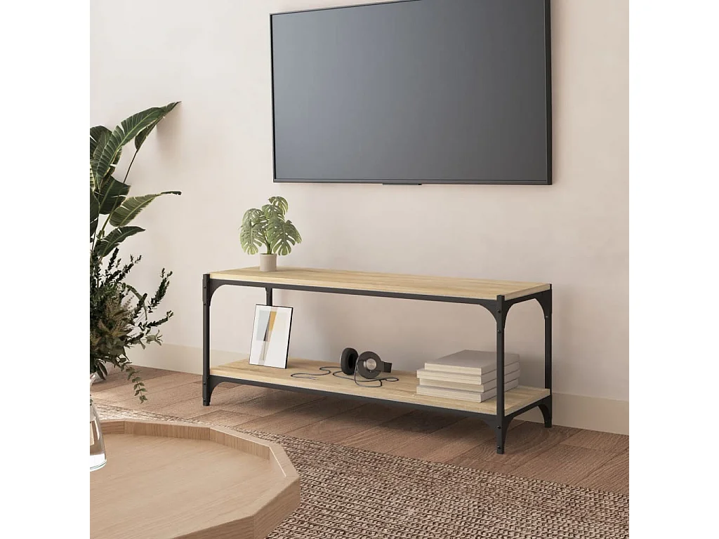 TV-Schrank,TV-Möbel Sonoma-Eiche 100x33x41 cm Holzwerkstoff und Stahl -gkd595531
