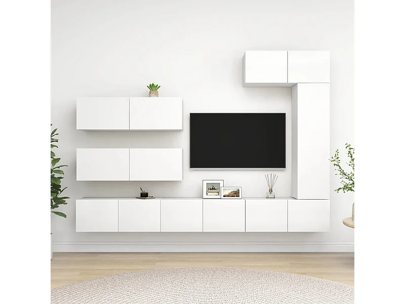 7-tlg. TV-Schrank-Set,TV-Möbel Weiß Holzwerkstoff -gkd660125