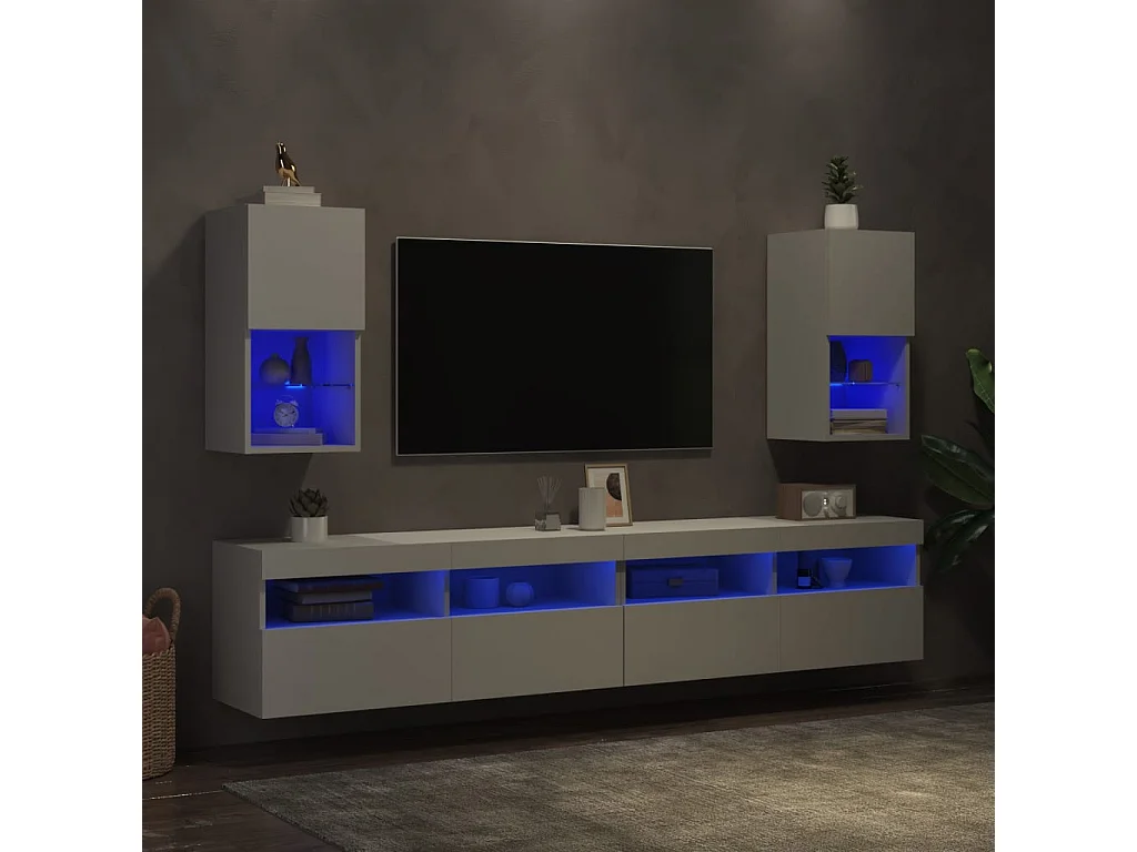 2 uds Muebles TV con luces LED blanco 30,5x30x60 cm YOE17592