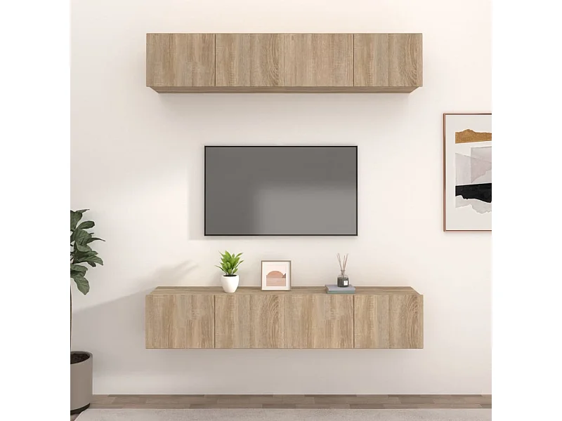 Tv-meubels 4 st 80x30x30 cm bewerkt hout sonoma eikenkleurig NL83323