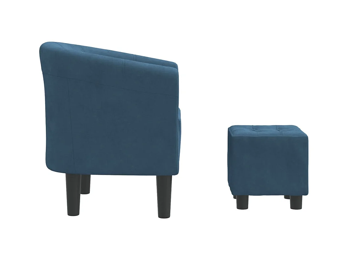 Fauteuil cabriolet avec repose-pied bleu foncé velours SEF94730