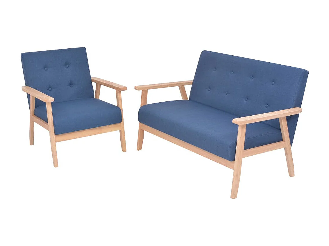 Ensemble de canapé 2 pcs Tissu bleu REO28578