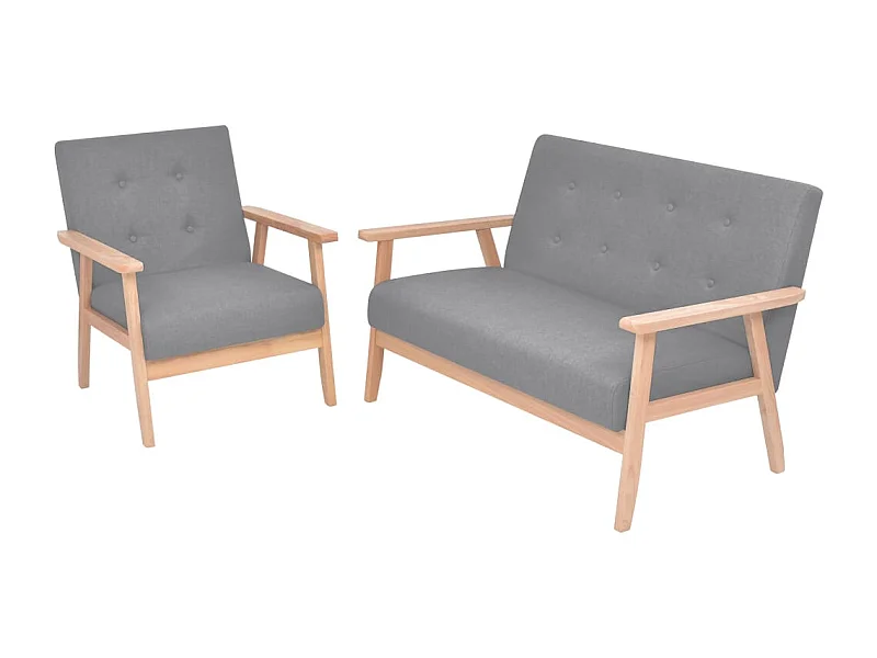 Ensemble de canapés 2 pcs Tissu Gris clair REO24184