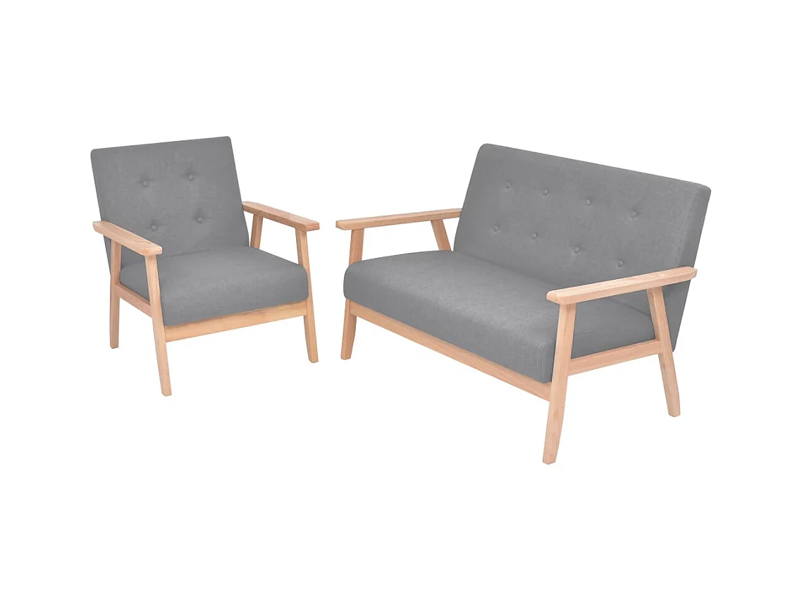 Ensemble de canapés 2 pcs Tissu Gris clair REO24184