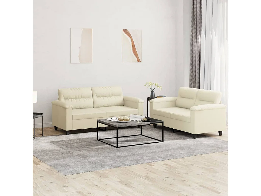 2-delige Loungeset met kussens kunstleer crème NL173391