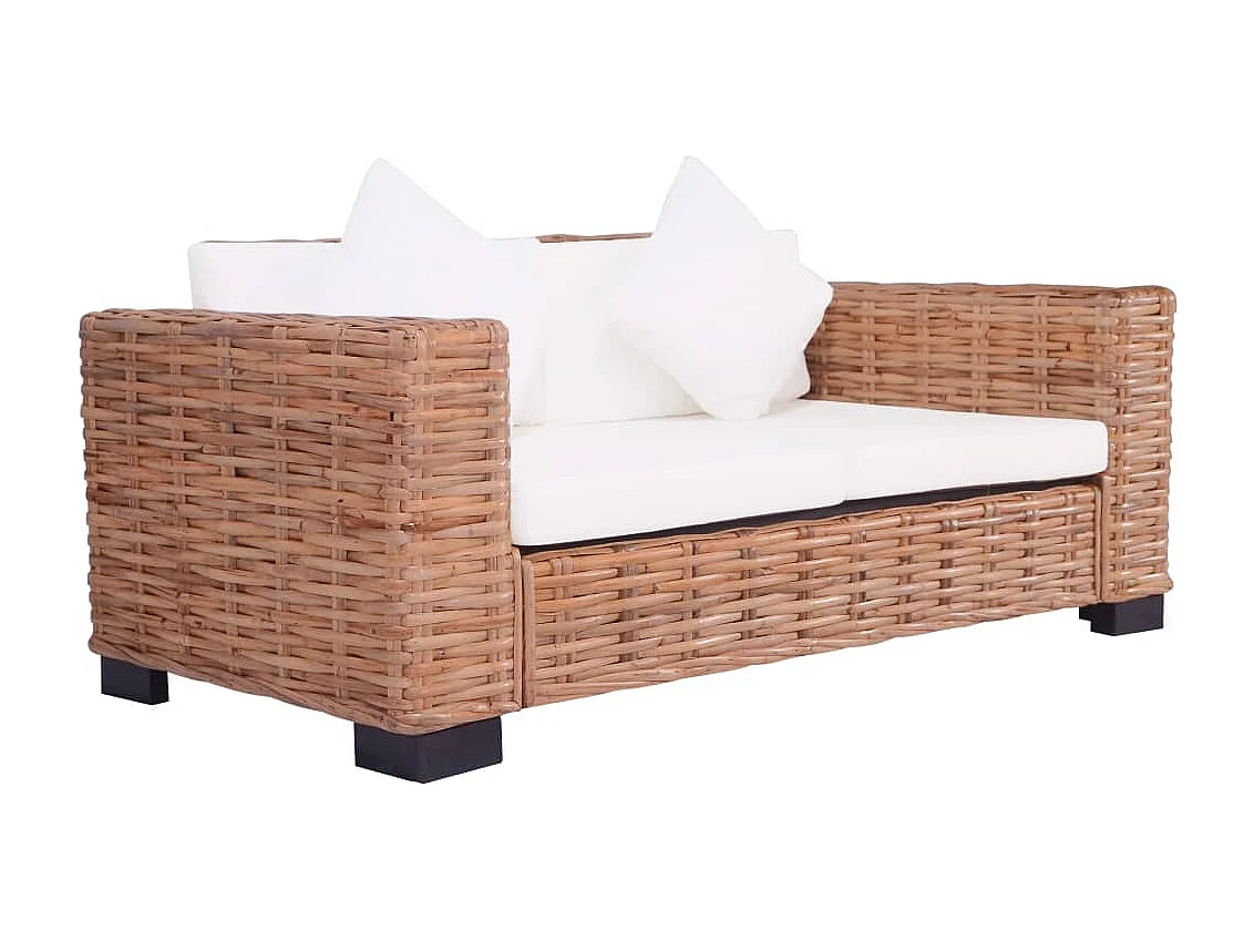 Ensemble de canapés de jardin 2 pcs avec coussins Rotin naturel REO51034