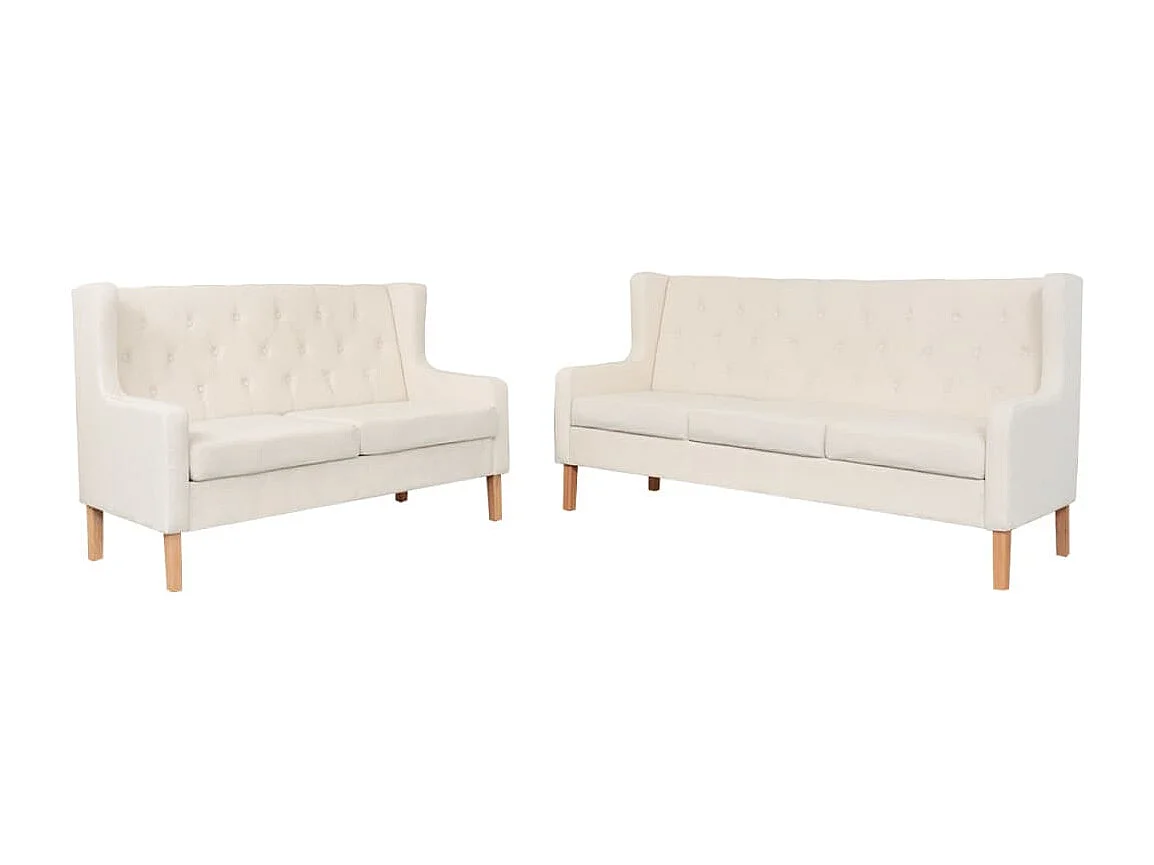 Ensemble de canapés 2 pcs tissu blanc crème REO26582