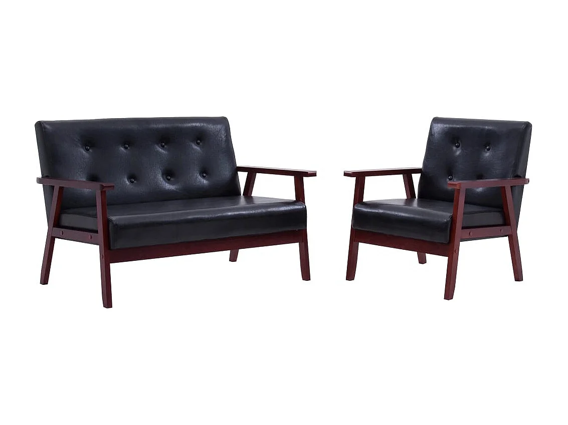 Ensemble de canapés 2 pcs Noir Similicuir REO89491