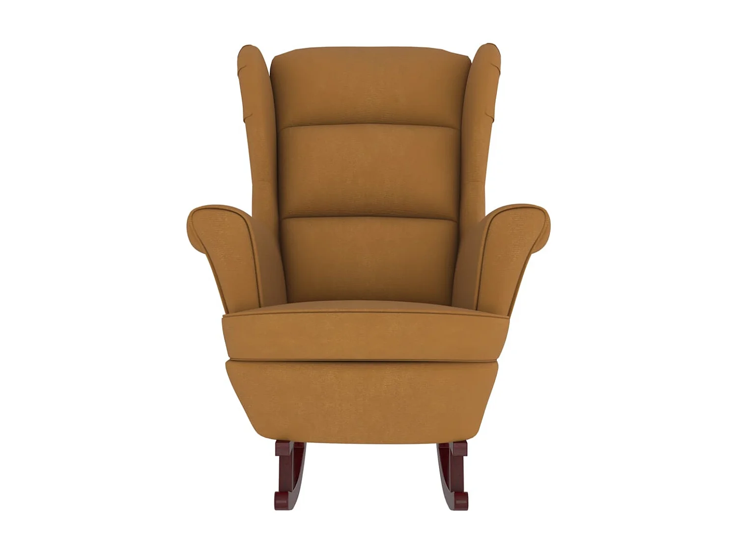 Fauteuil à bascule pieds en bois massif d'hévéa Marron Velours LQD1954