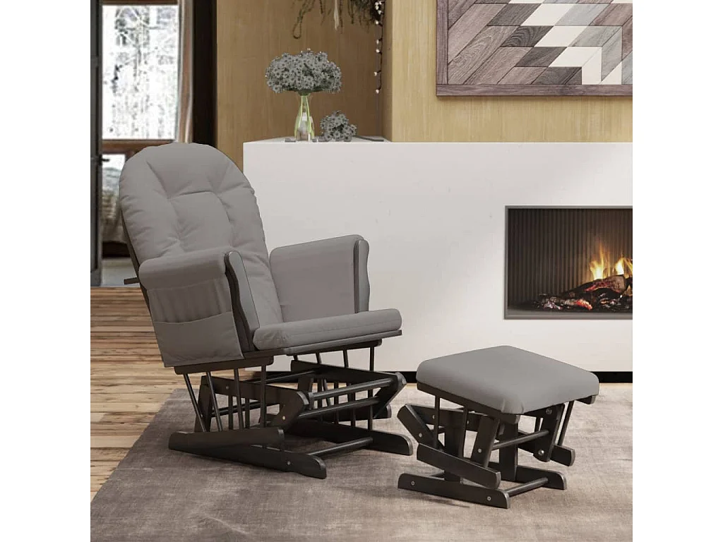 Fauteuil à bascule avec repose-pied Gris clair Tissu SEF39666