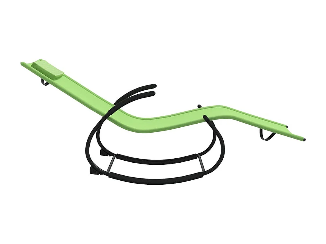 Lot de 2 Chaises longues à bascule Vert Acier et textilène BE68429
